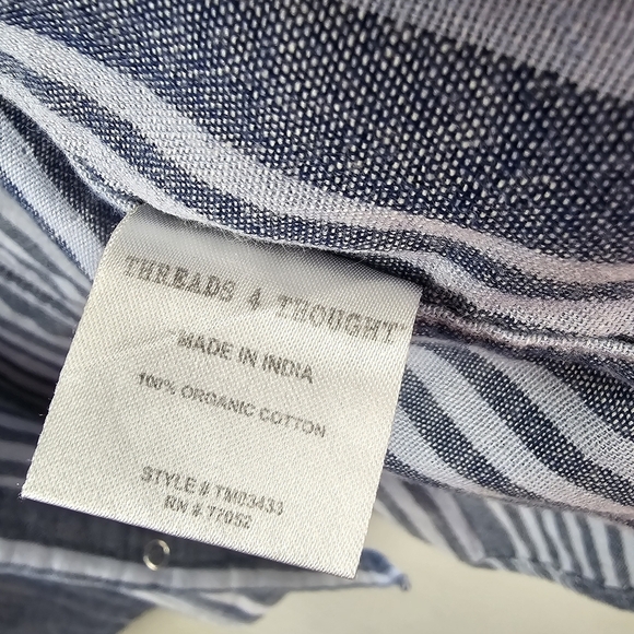 THREADS 4 THOUGHT 100% Cotton Snap‎ Button-up Long Sleeve Shirt Blue Mens Size M - Picture 10 of 11